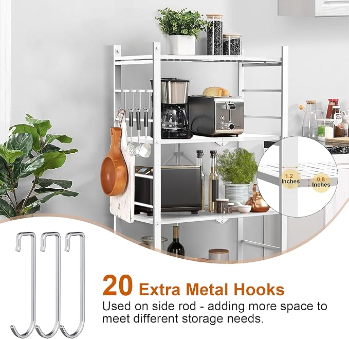 Himix 4-Tier Foldable Metal Storage Shelf with Wheels Kitchen White | Metal collapsible organization, Folding shelves rack, Wire shelving, Garage, Unit rolling cart, No assembly, Holds 352 Ibs - Image 5
