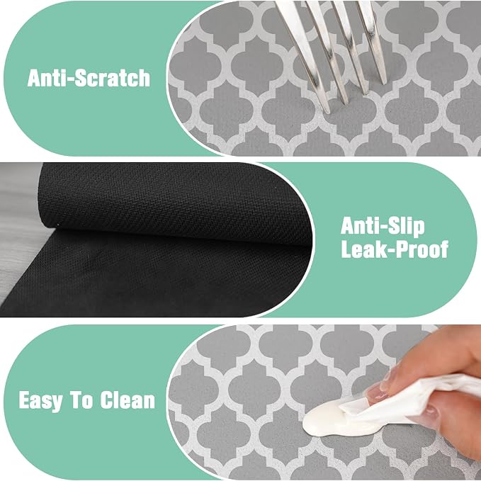 2 Pack 2 Pack Kitchen Sink Splash Guard Faucet Mat 15" X 5.5" Geometry Absorbent Fast Drying Mat Faucet Draining Mat Sink Splash Guard Behind Faucet Drip Catcher for Kitchen Bathroom - Image 7