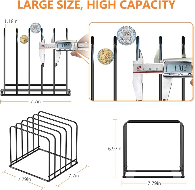 Kitchen Cabinet Organizer, Steel Cookware Holder, Divided Holder with 5 Slots for Skillets Baking Tray and Chopping Board Rack - Baking Pan Holder Storage (1 PC) - Image 2