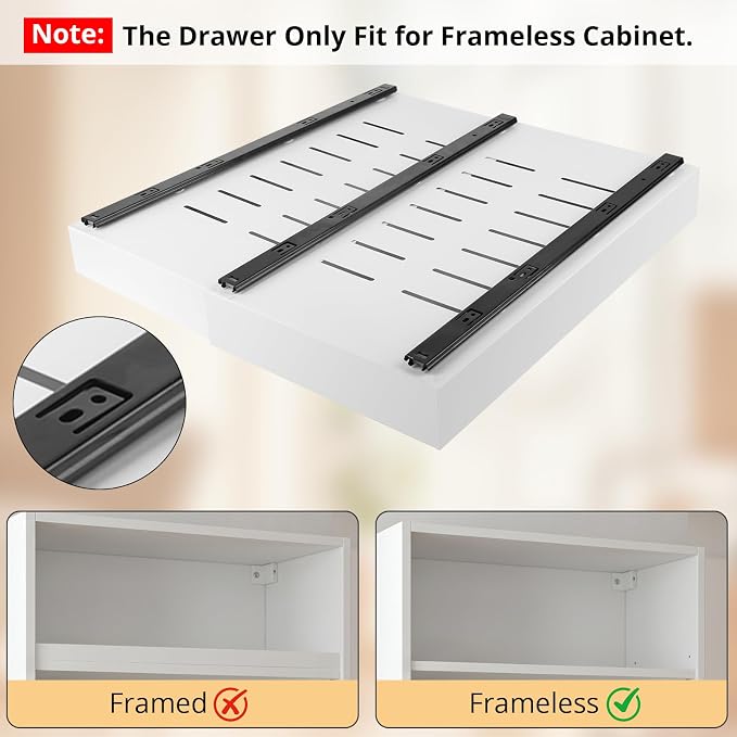 DOMNIU 4 Pack Pull Out Cabinet Organizers Expandable Width (12.4''-20.27'') | Upgrade 3 Slide Rails Sliding Drawer for Kitchen Cabinet Organizer with Adhesive Nano Film, White - Image 3