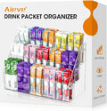 AIEVE Drink Packet Organizer with 15 Compartments, Water Packet Organizer for Water Flavor Drink Mix, Easy Assembly Acrylic Sugar Packets Holder for Cabinet Kitchen Storage Organization by Aieve