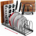 7.5” Wide 12-Slot Adjustable Large Pan and Pot Lid Organizer with Scratch-Free Pads, Expandable Pot Lid Holder Rack for Cabinet, Pots and Pans Organizer Inside Cabinet by BetterThingsHome