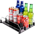 Drink Dispenser for Refrigerator, Self-Pushing Soda Can Organizer for Fridge, 3 Rows has been Assembled, Automatic Can Organizer with Spring Loaded for Refrigerator Holds 12 cans, Black by BingoHive