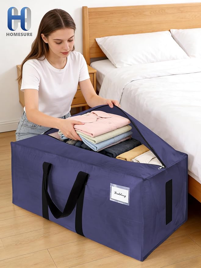 HOMESURE Supports 200lbs Heavy Duty Moving Bags - Strong Zipper & Wrap-Around Handles - Water-Resistant Storage Totes, Durable Alternative to Moving Boxes- 40 Pack -Multi-Color System for Easy Sorting - Image 7