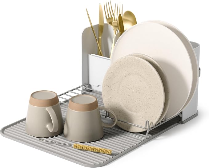 Umbra Sling Dish Drying Rack, Space Saving Foldable Storage, White by Umbra