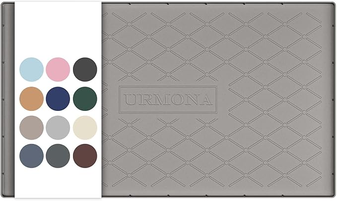 URMONA 37" x 22" Waterproof Silicone Mat in Multiple Sizes & Colors, Under Sink Mat for Kitchen & Bathroom, Pet Food Pad for Dogs & Cats, Kitchen Cabinet Liner, Multi-Purpose for Storage(Beige) by URMONA