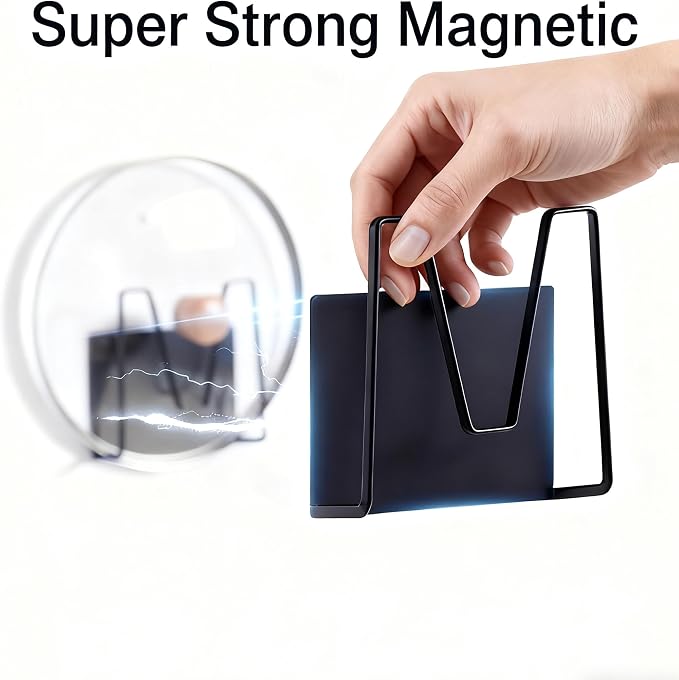 Magnetic Pot Lid Holder for Refrigerator, 2 Pack Strong Magnetic Pot Lid Organizer for Cutting Board, Baking Tray & Pan Covers, Stainless Steel Moveable Kitchen Storage Rack-Black - Image 3