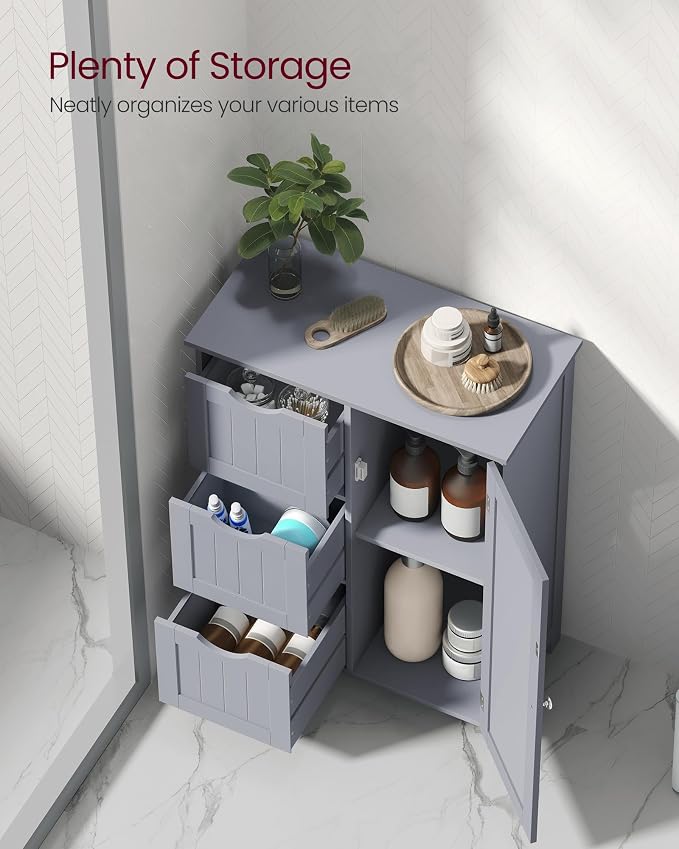 VASAGLE Floor Storage Cabinet, Freestanding Storage Unit with 3 Drawers, 1 Adjustable Shelf, for Bathroom Living Room Dining Kitchen, 11.8 x 23.6 x 31.5 Inches, Dove Gray UBBC049G02 - Image 3