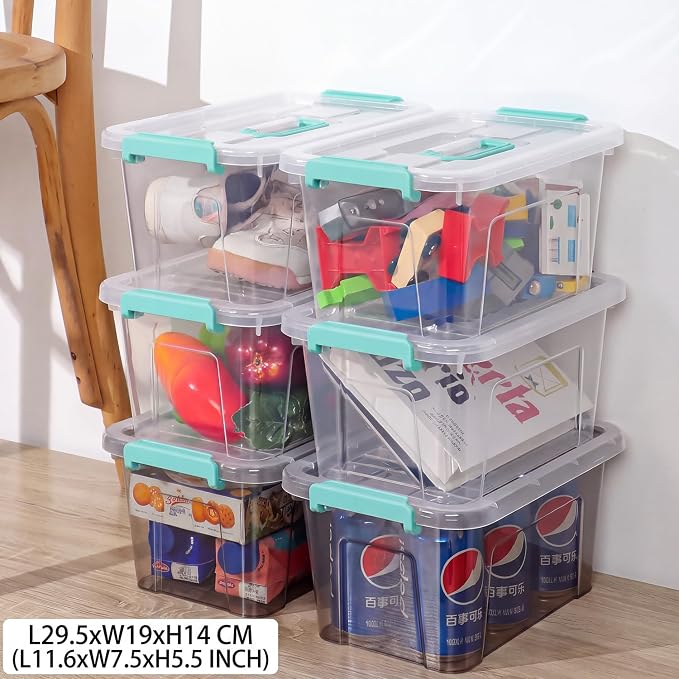 Storage Bins with Lids,7Qt Clear Stackable Storage Containers With Lids Buckle Latches.Perfect for LEGO, Crafts, Office Supplies, and Dorm Room Organization,6-Pack - Image 8