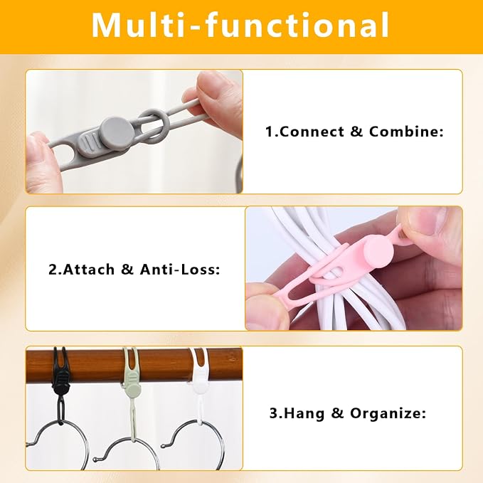 10 Pcs Silicone Cable Ties, Reusable Cord Organizer. | High Elasticity Cable Management Straps for Home Office Kitchen Appliances Cords Wires - Image 4
