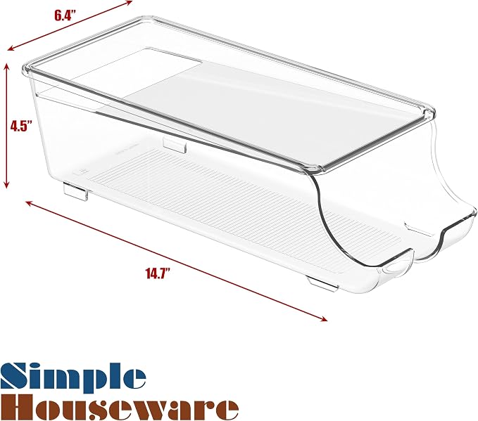 Simple Houseware 4-Pack Auto-Rolling Beverage Can Organizer for Fridge | Clear, Set of 4, Front-Loading Soda Dispenser with Smooth Glide Design, Space-Saving Refrigerator Storage Bins - Image 7