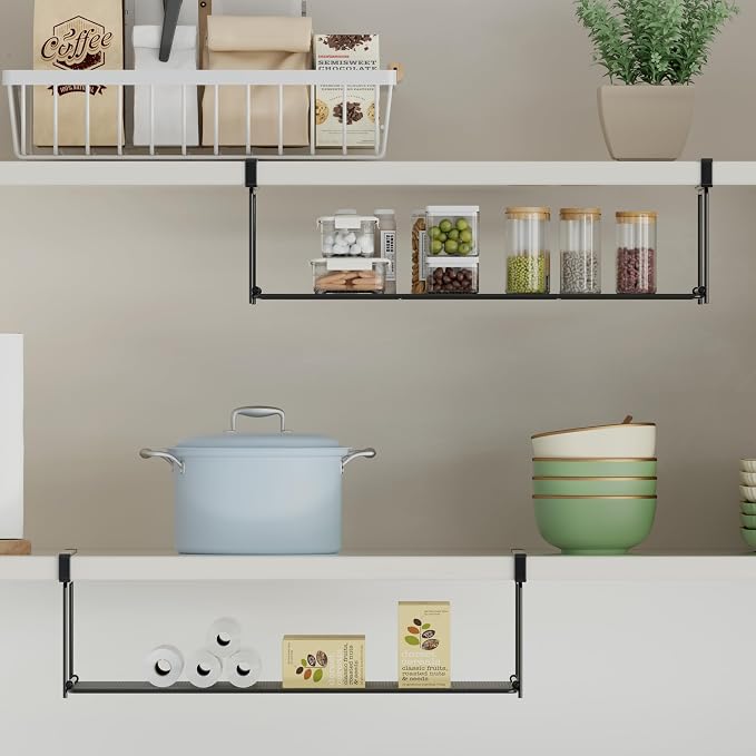 Foldable Metal Under Cabinet Organizer,Multi-Functional Hanging Storage Rack for Aluminum Foil,Plastic Wrap,Kitchen Wipes,Space-Saving,Tool-Free Install,Rust-Resistant,Ideal for Kitchen (White) - Image 7