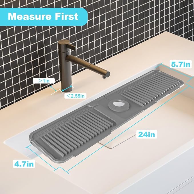 Folding sink splash guard behind faucet-faucet mat for kitchen sink-silicone kitchen faucet mat-faucet draining mat of sink accessories with button lock - Image 3