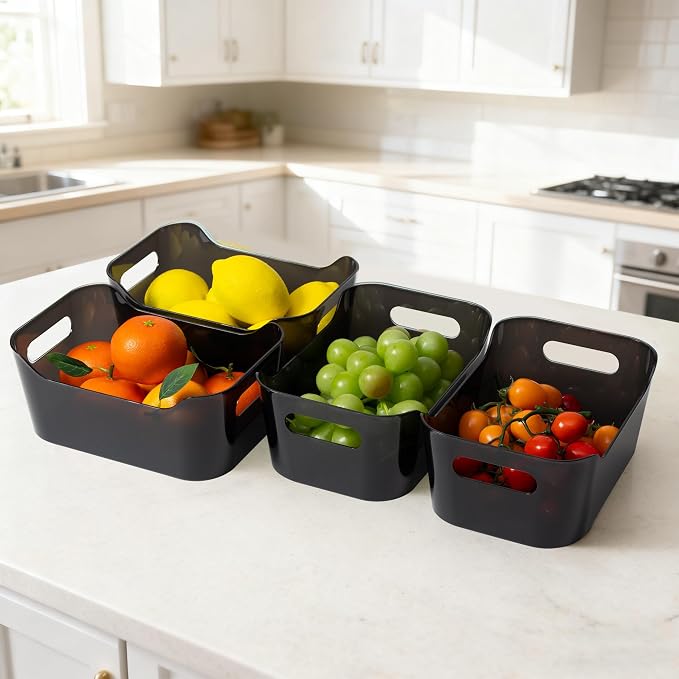 Tiawudi 8 Pack Plastic Storage Bins, Clear Pantry Organizers and Storage Containers, Multi-Use Organizer Bins for Kitchen, Bathroom, Office, Shelf, Fridge, Home Edit and Cabinet Organizers - Image 3