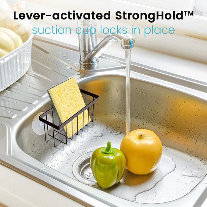 HLOOL Kitchen Sponge Holder,Sponge Holder for Kitchen Sink Scution,Sink Caddy (Bronze) - Image 3