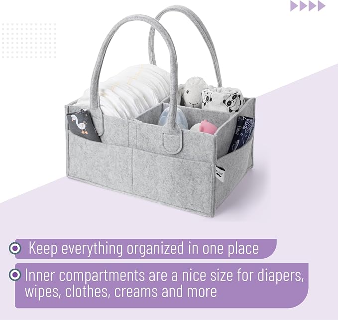 Mr. Pen- Baby Diaper Caddy Organizer, 2 Pack, Gray | Nursery Storage Bin and Car Organizer for Diapers and Baby Wipes - Image 4