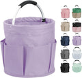 17L Purple Shower Caddy for Women, Foldable Cleaning Caddy with Handle and 6 Pockets, 600D Oxford Fabric Garden Tool Bag, Multifunctional Storage Basket for College, Dorm, Family, Purple by IHOMAGIC