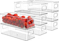 Set of 8 Refrigerator Pantry Organizer Bins - Stackable Fridge Organizers with Handles for Pantry, Freezer, Kitchen, Countertops, Cabinets - Clear Plastic Food Storage Bins by KAVDNAE