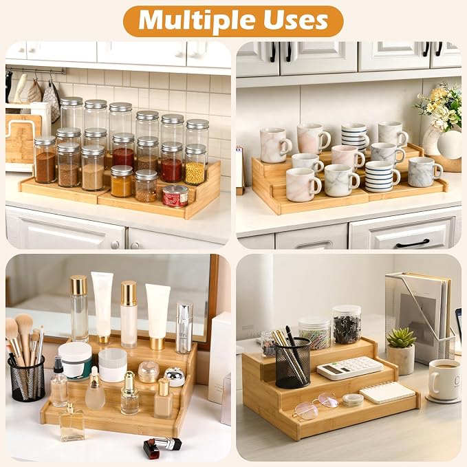 Artcochan 3 Tier Expandable Bamboo Can Rack Organizer for Pantry，Adjustable Pantry Organizers Holds Up to 24 Soda Cans,Canned Food Storage for Kitchen Cabinet Countertop - Image 6