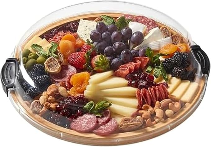 FARBERWARE Build-a-Board Cutting Board with Single Compartment and Clear Locking Lid for Charcuterie, Snacks, and More, Bamboo by Farberware