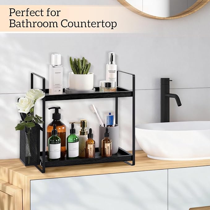 Coffee Station Organizer for Counter, Coffee Pods Holder Storage, Wooden Kitchen Counter Shelf, Coffee (Coffee Rack-BLACK) - Image 5