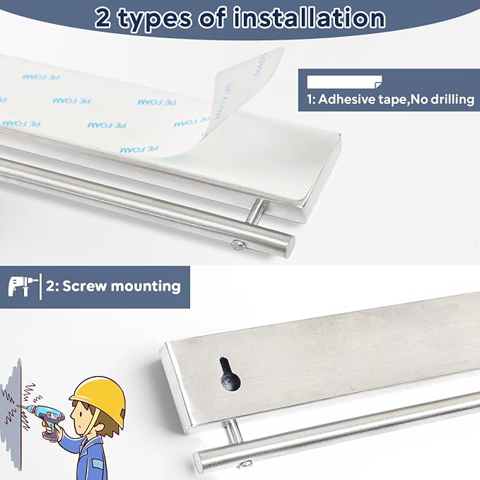 12 Inch Magnetic Knife Holder with 5 Hooks, No Drilling Wall Mount, Powerful Magnet Strip and Utensil Hanger - Image 5