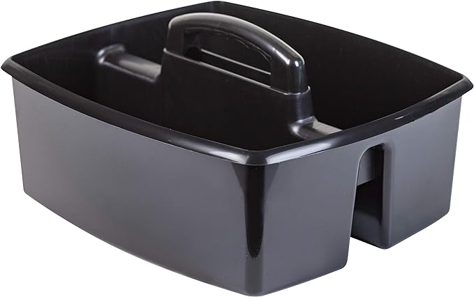 Storex 2-Compartment Large Cleaning Caddy – Multipurpose Supply Organizer with Handle - Black, 1-Pack (00973A06C) - Image 2