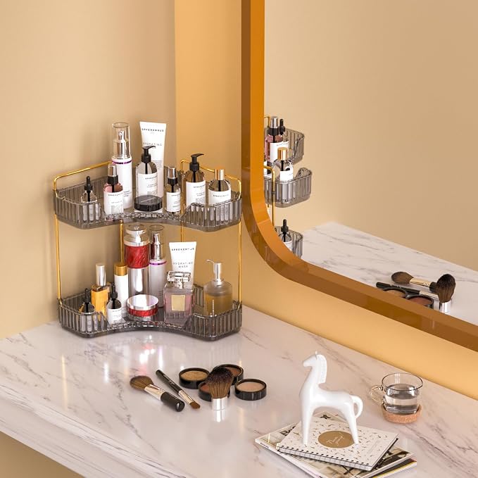 GTI 2 Tier Makeup Organizer, Large Capacity Bathroom Counter Organizer, Perfume Cosmetics Skincare Vanity Organizers, Dresser Countertop Organizer and Storage for Women (Gray) - Image 7