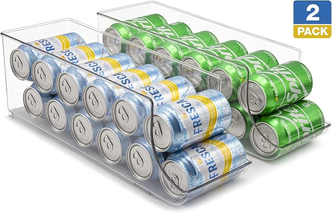 Sorbus Can Dispenser for Refrigerator - 12 Can Fridge organizer Rotation System Rack - Clear Soda Can Organizer for Refrigerator, Freezer & Pantry - Great for Kitchen Organization & Storage (2-Pack) - Image 7