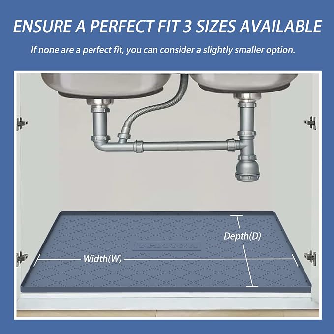 URMONA 31" x 22" Waterproof Silicone Mat in Multiple Sizes & Colors, Under Sink Mat for Kitchen & Bathroom, Pet Food Pad for Dogs & Cats, Kitchen Cabinet Liner, Multi-Purpose for Storage(Khaki) - Image 7