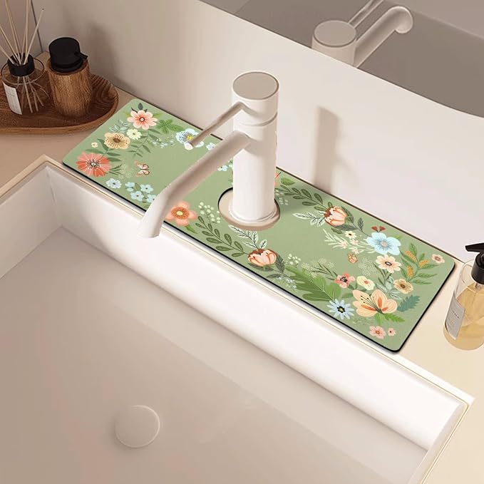 Sink Faucet Absorbing Mat, 2 Pack Drying Mat Around Faucet Sink Splash Guard Behind Faucet Sinkmat For Kitchen Bathroom Island Rv 15 * 5.5 Inch (38 * 14 cm) - Image 6