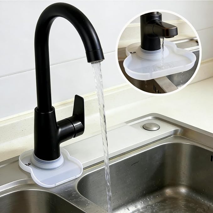 Silicone Faucet Mat for Kitchen Tap Compact Sink Splash Guard Protectors Behind Draining,Clear 2PCS - Image 8