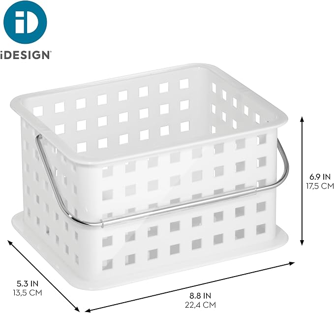 iDesign Portable Shower Caddy Basket with Handle, White | For College Dorm or Bathroom, Made in USA - Image 4