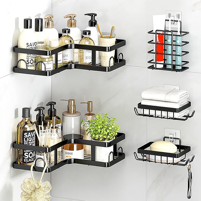 14 Pack Shower Caddy Adhesive Replacement Flat Strips, Heavy Duty Transparent Waterproof Hooks for Bathroom Storage Shelves, No-Drilling Sticky Wall Mount Hooks for Kitchen Organizers - Image 9