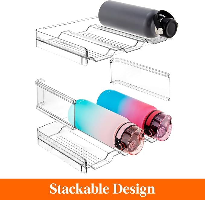 Lifewit 2 Tier Stackable Water Bottle Organizer for Cabinet, Plastic Bottle Holder Fits 6 Bottles/Tumblers up to 3.8" Diameter for Pantry/Countertop/Cupboard, 28 x 19 x 15 cm/11 x 7.5 x 5.7" - Image 3