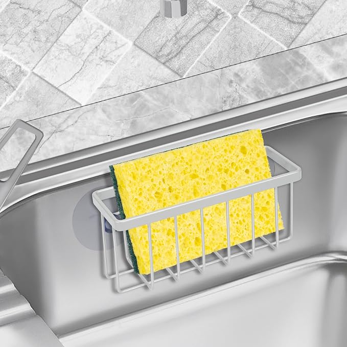 SHFKS Sponge Holder for Kitchen Sink,Sink Sponge Holder,Sink Caddy, Soap Holder,Bathroom,Scrubbers (Mat Silver) - Image 5