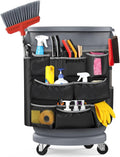Housolution 3 Tier Upgrade Trash Can Caddy Cleaning Supplies Bag | Large Capacity, Fits for 32-55 Gallon Garbage Bin, 15 Pockets Cleaning Tool Storage Organizer for Housekeeping & Janitorial by Housolution