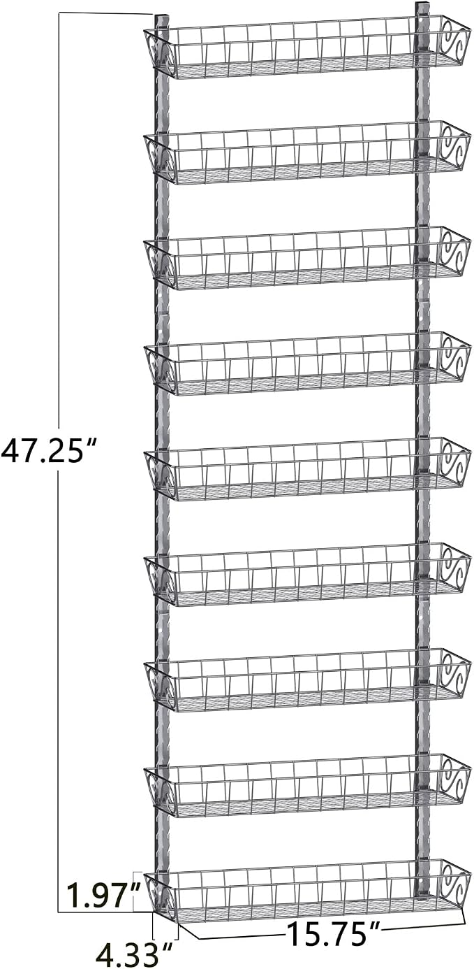 SWOMMOLY Wall Mount Spice Rack Organizer, 9-Tier Adjustable Dual-Use Shelf | Hanging Spice Rack Organizer, Kitchen Pantry Cabinet Storage Holder for Spices, Mason Jars, Bottles & Cans, Silver - Image 3