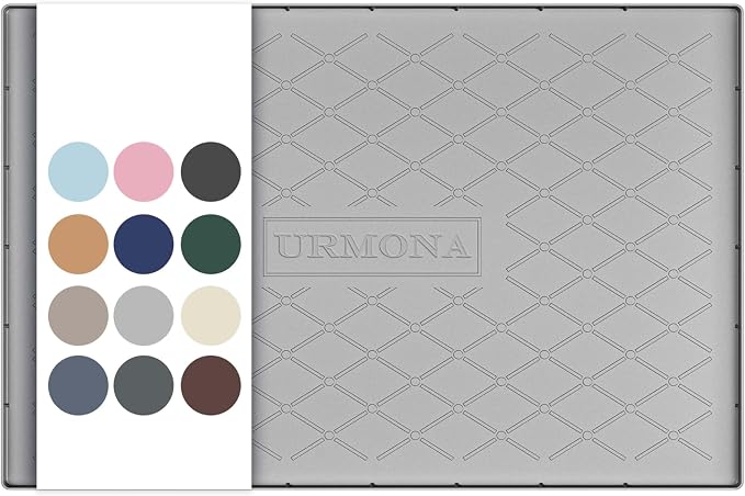 URMONA 34" x 19" Waterproof Silicone Mat in Multiple Sizes & Colors, Under Sink Mat for Kitchen & Bathroom, Pet Food Pad for Dogs & Cats, Kitchen Cabinet Liner, Multi-Purpose for Storage(Light Grey) by URMONA