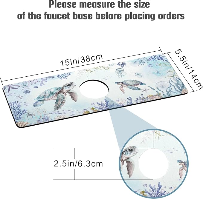 Sink Faucet Absorbing Mat, 2 Pack Drying Mat Around Faucet Sink Splash Guard Behind Faucet Sinkmat For Kitchen Bathroom Island Rv 15 * 5.5 Inch (38 * 14 cm) - Image 2
