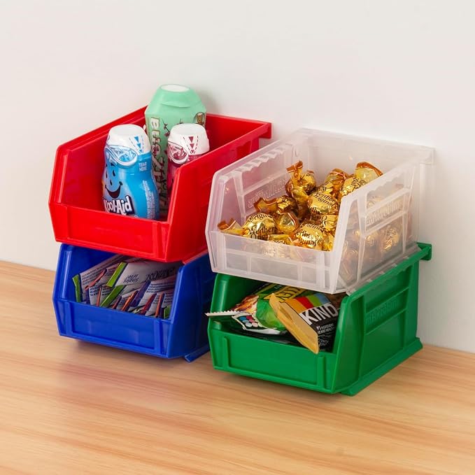 Akro-Mils 30210 AkroBins Plastic Storage Bins, Space-Saving Stackable Bins for Garage, Pantry, Craft Organization, 5" x 4" x 3", Stone, 6-Pack - Image 9