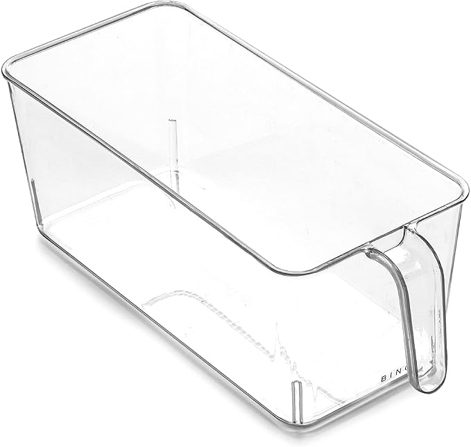 BINO | Clear Storage Organizer, Medium | THE HOLDER COLLECTION | Clear Containers for Organizing with Built-in Handles | Pantry Organization and Storage | Fridge Organizer | Smart Bin Cabinet by BINO
