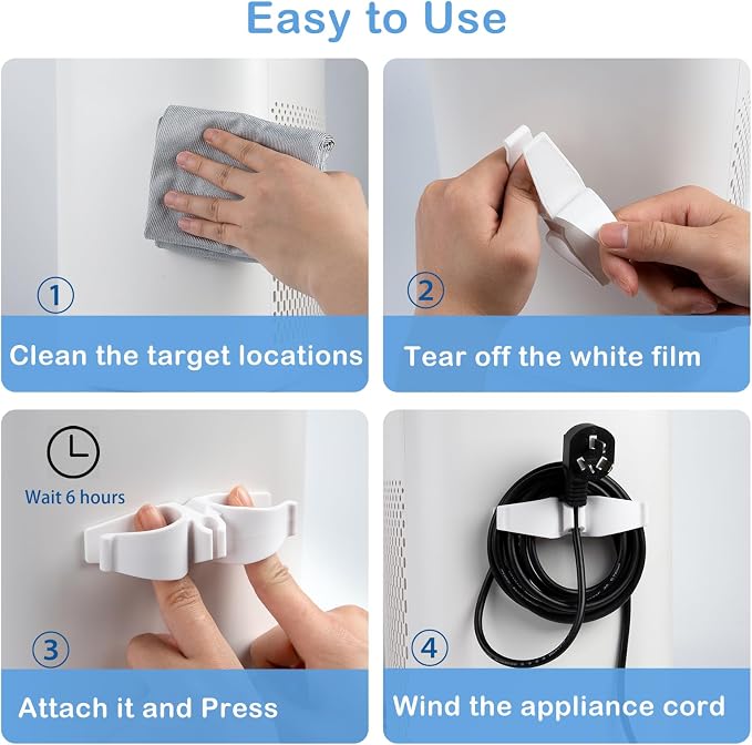Lancord Cord Organizer for Appliances, 8 Pack Appliance Cord Organizer S&L | Upgraded Kitchen Appliance Cord Organizer Stick On Cord Wrap Cord Holder for Appliances Mixer, Coffee Maker, Pressure Cooker - Image 7