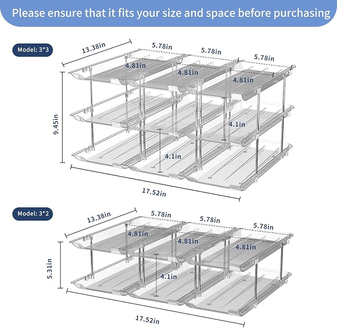 Jsyrjing Can Organizer for Pantry, 2-Tier Canned Goods Organizer 2 Pack | Automatic Rolling, Modular Flexible Combination, Extra-thick Clear Material, Cabinet Pantry Fridge Countertop Storage - Image 2