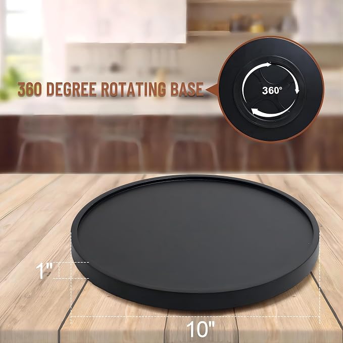 10 inch Black Wood Lazy Susan Organizers, ACIAZAAZ Lazy Susan Turntable - Image 2