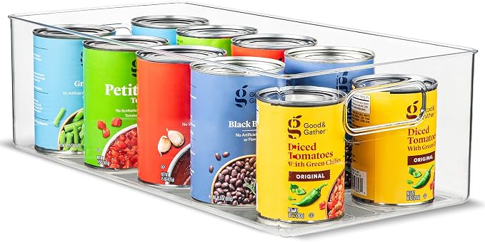 Plastic Food Storage Clear Container Bin with Handles for Organizing Kitchen, Pantry, Refrigerator, Freezer, Pantry, Cabinet, Closet, Bathroom. 16”x8”x5” by primebox