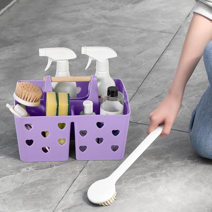 Portable Shower Caddy Plastic Shower Basket Organizer with Handle, Purple | Divided Bathroom Caddy Storage Cleanning Caddy Tote for College, Dorm Room, Kitchen - Image 5