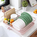 Kitsure Dish Drying Rack for Kitchen Counter, 12''W x 15.5''L, Pink | Stainless Steel Sink Organization, Cutlery Holder, Home and Appartment Decor by Kitsure