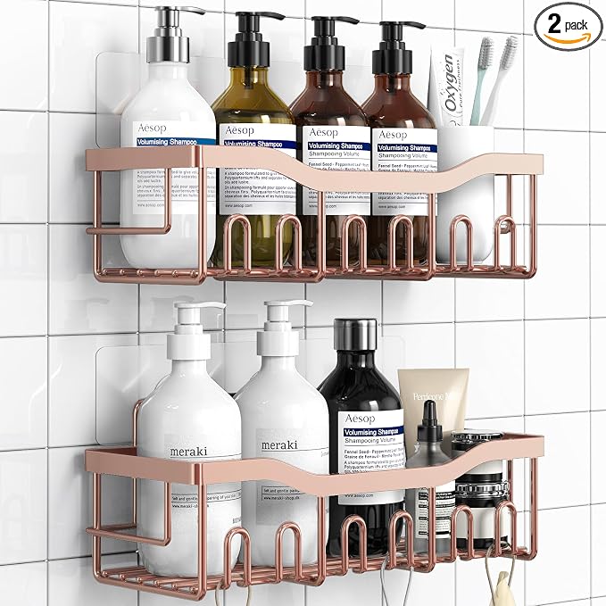 EUDELE Shower Caddy 2 Pack,Adhesive Shower Organizer for Home Decor&Kitchen Organizers,No Drilling,Rustproof Stainless Steel Bathroom Shelf Organizer by EUDELE