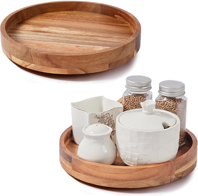 [2 Pack] 9" Wood Lazy Susan Organizer for Cabinet,Lazy Susan for Countertop by ACIAZAAZ
